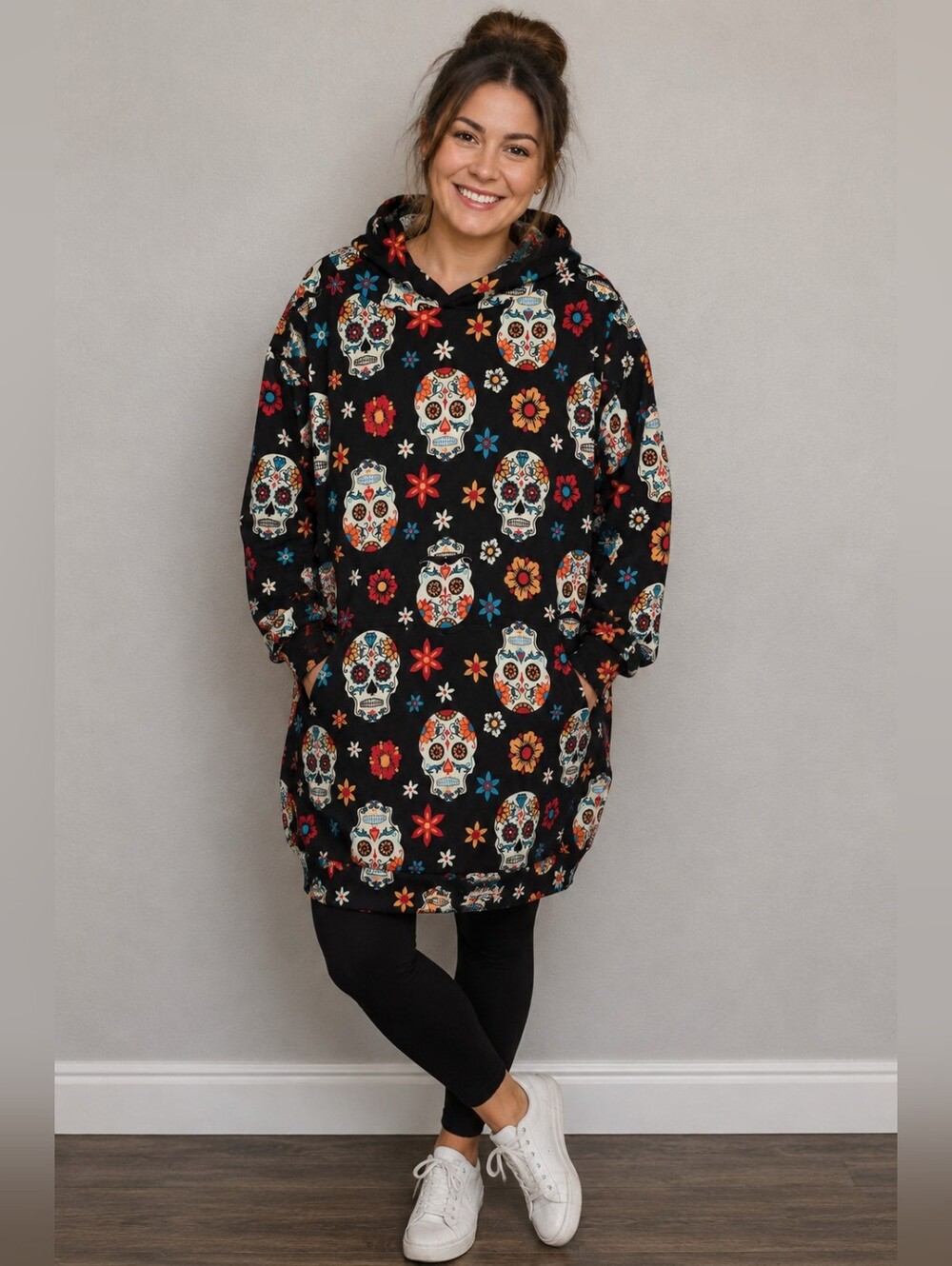 Sugar Skulls Halloween Super Soft Pullover Hoodie NWOT